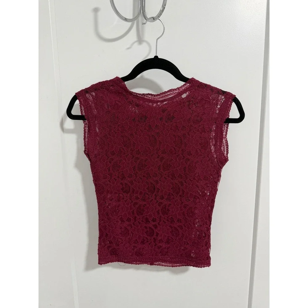 Anamaria Couture Burgundy Floral Lace 2 Piece Mermaid Maxi Skirt Set Size P S